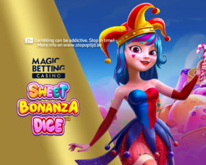 Sweet Bonanza title screen with Magic Betting Logo.