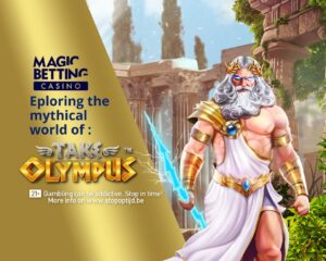 Title screen of Gates of Olympus with Magic Betting logo.