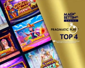 Overview of popular Pragmatic Play games next to Magic Betting Casino logo