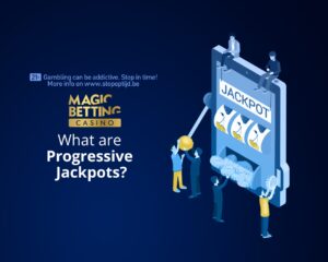 'What are Progressive Jackpots?' title on blue background.